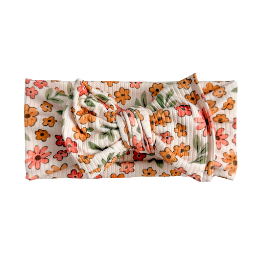 Spiced Autumn Floral Ribbed Baby Headband