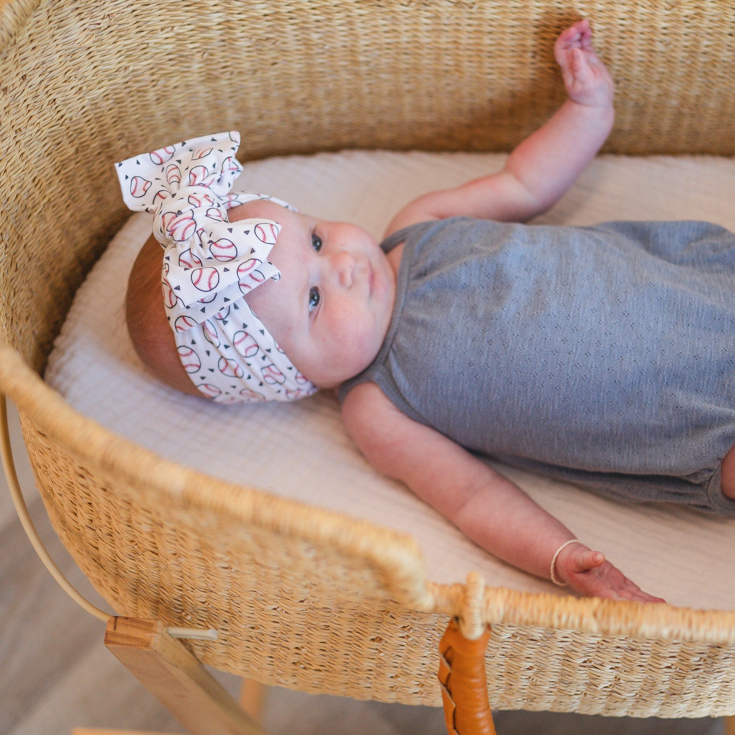 Baseball + Mauve Honeycomb | Baby Bow Bundle
