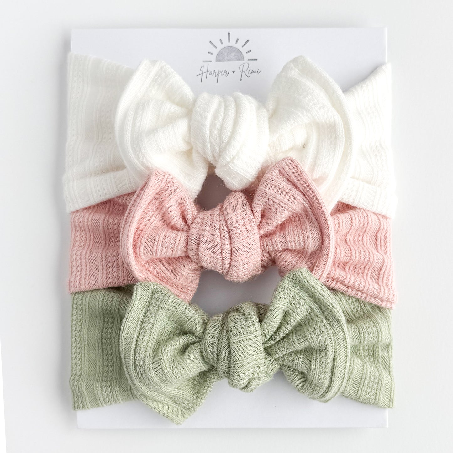 Pastel Pointelle Chunky Sweater | Spring Top Knot Bow Bundle