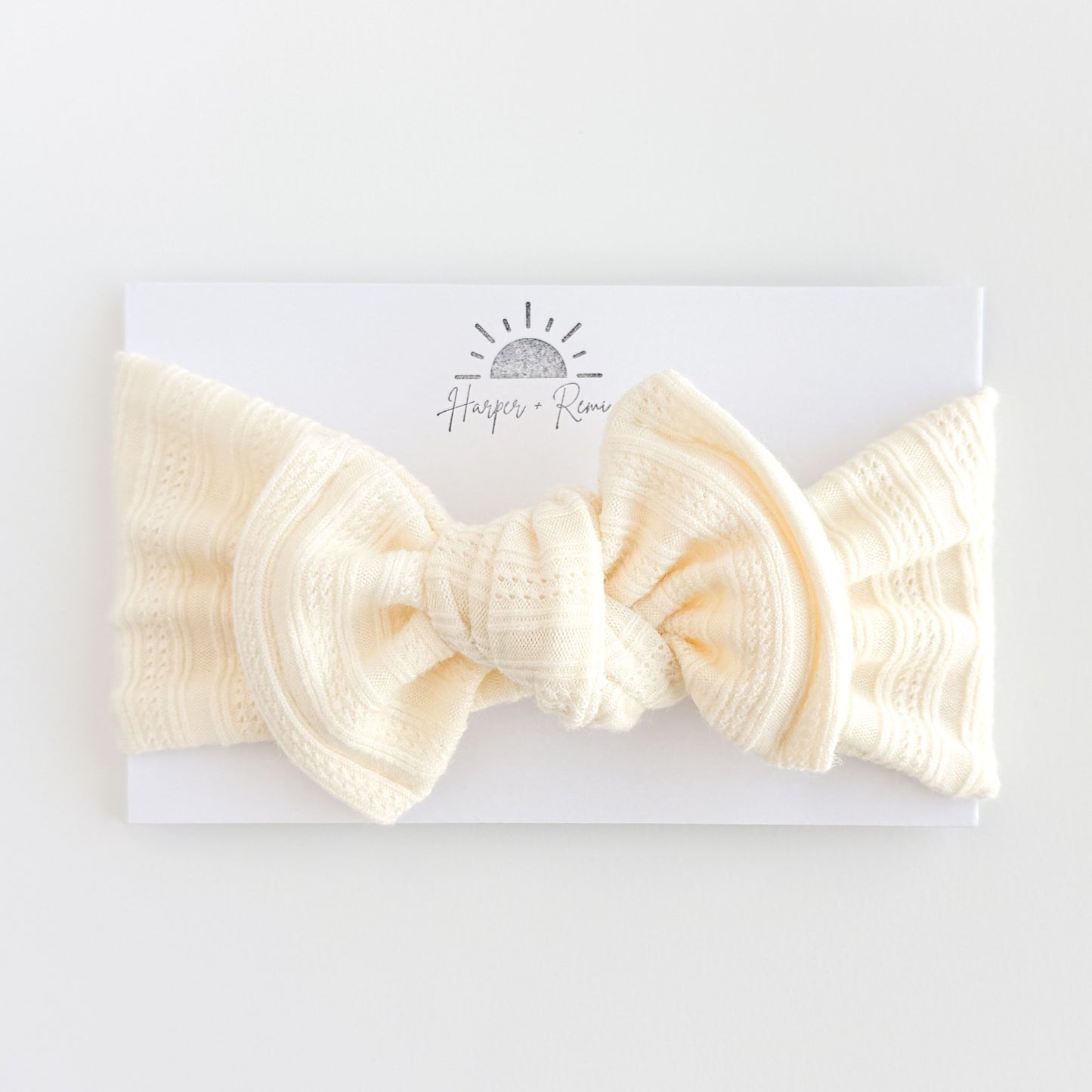 Cream Pointelle Chunky Sweater Baby Top Knot