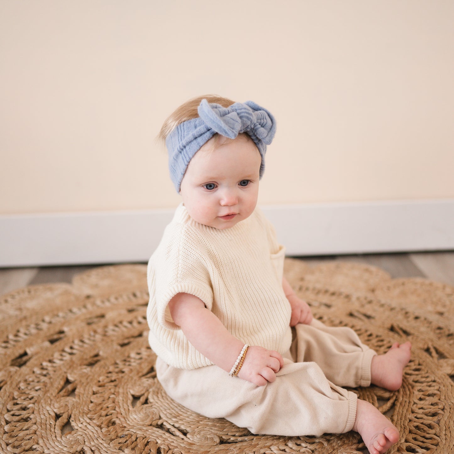Dusty Blue Brushed Ribbed Baby Headband