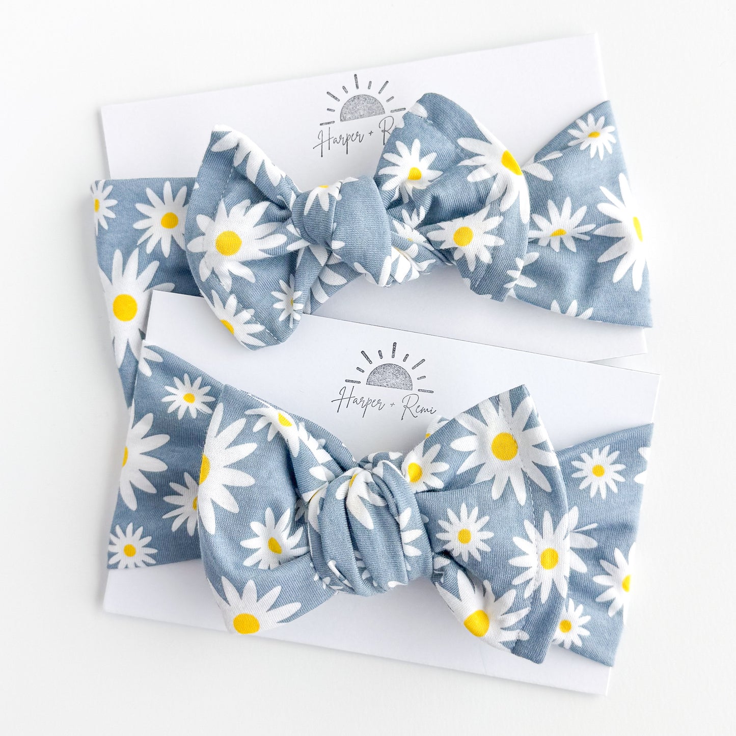 Blue Daisies Cotton Baby Headband