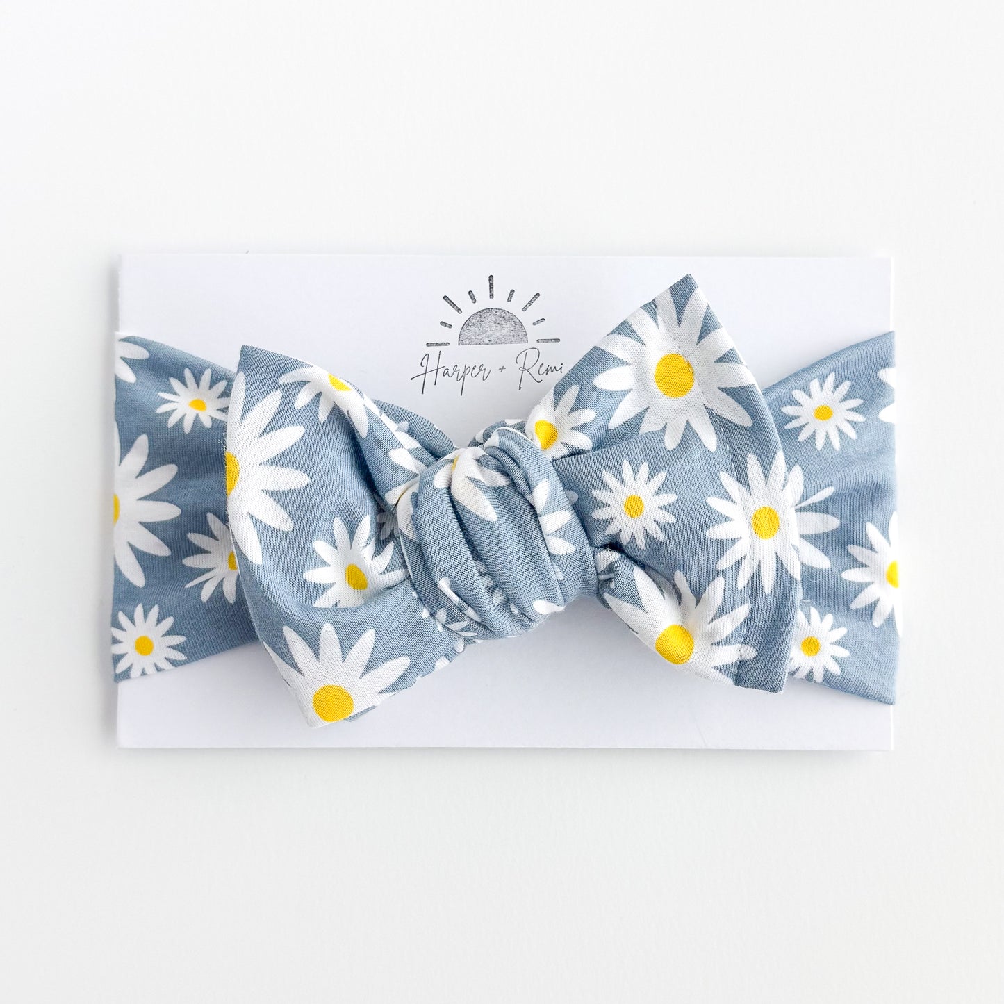 Blue Daisies Cotton Baby Headband