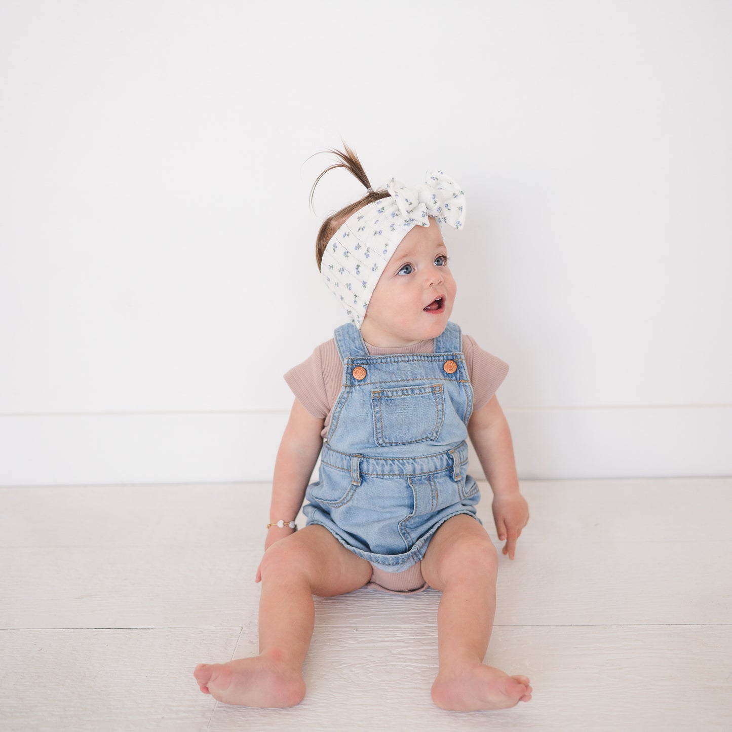 Dainty Blue Floral Pointelle Baby Headband