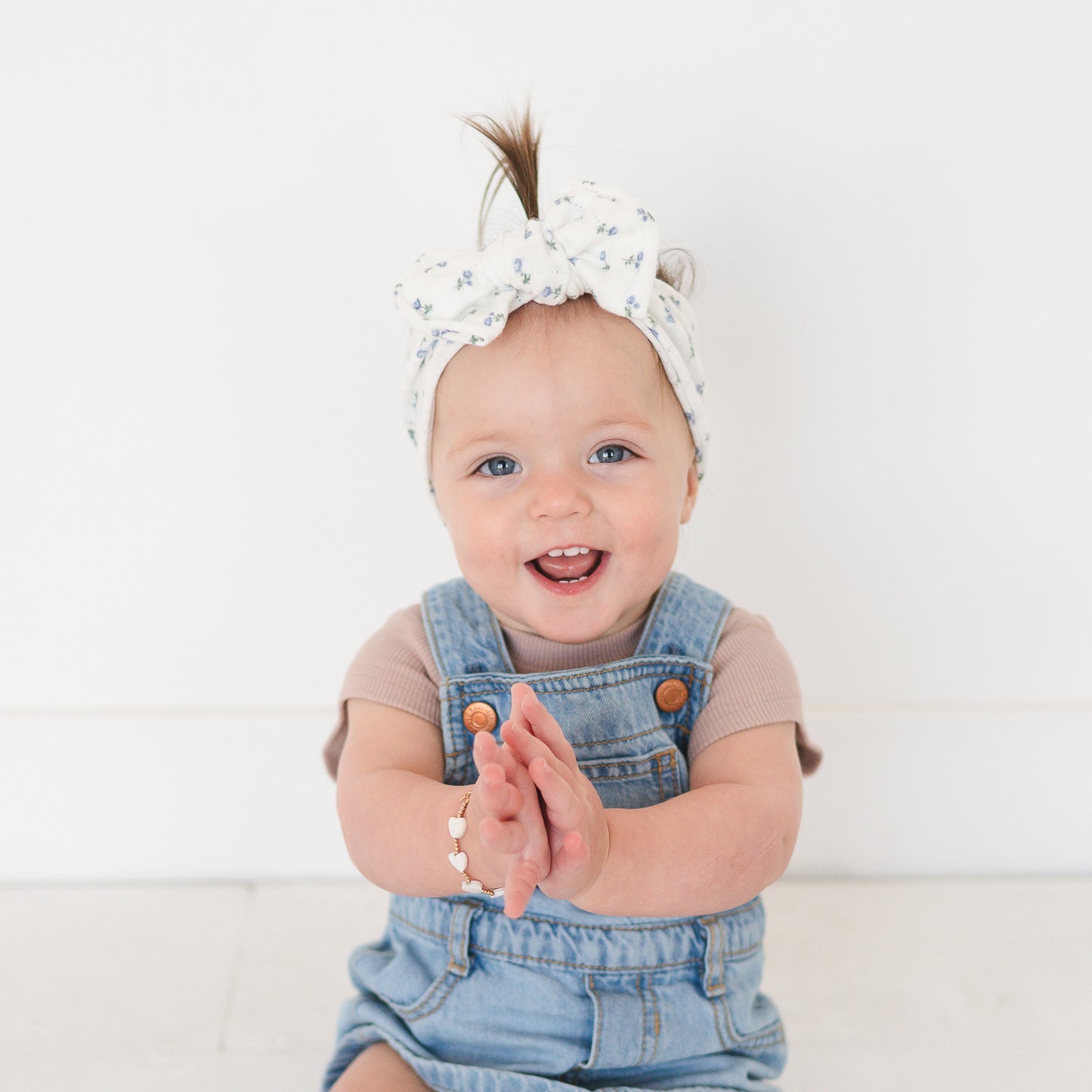 Dainty Blue Floral Pointelle Baby Headband