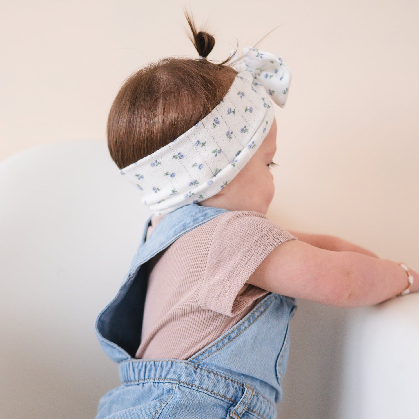 Dainty Blue Floral Pointelle Baby Headband