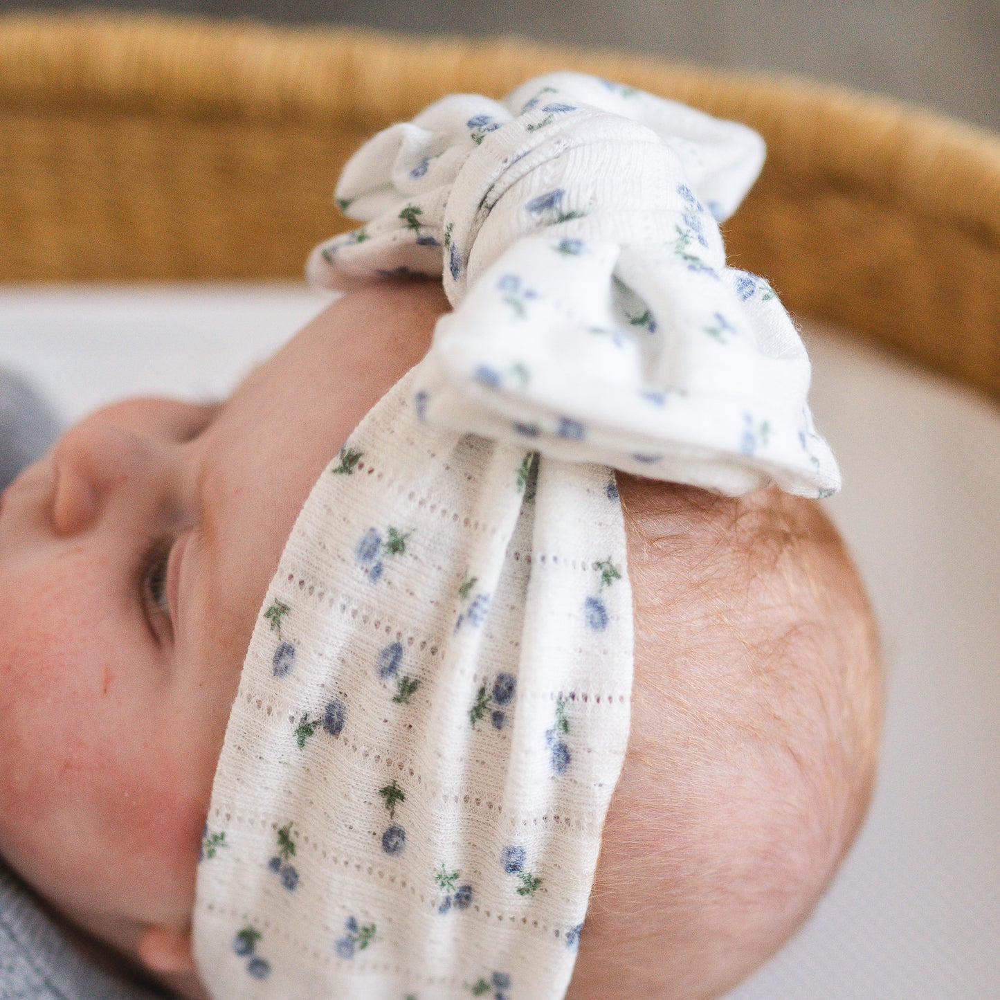 Dainty Blue Floral Pointelle Baby Headband