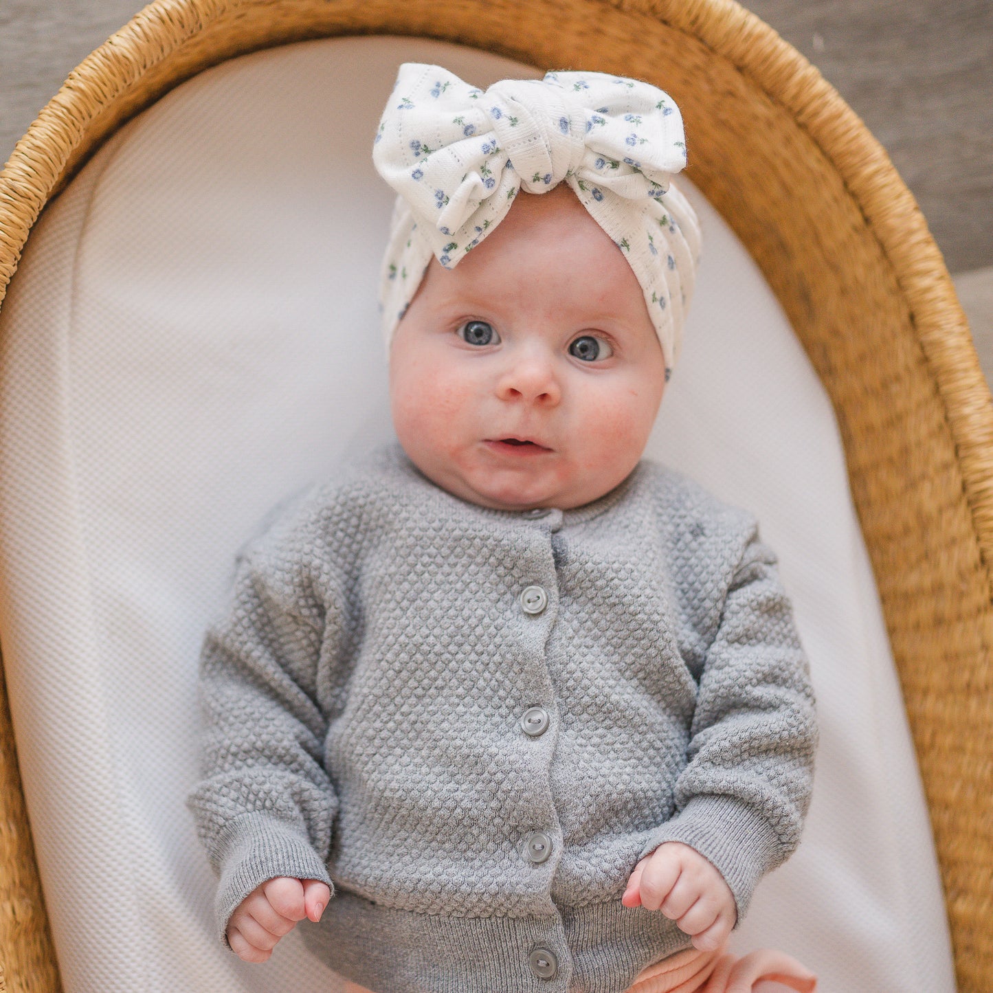 Dainty Blue Floral Pointelle Baby Headband