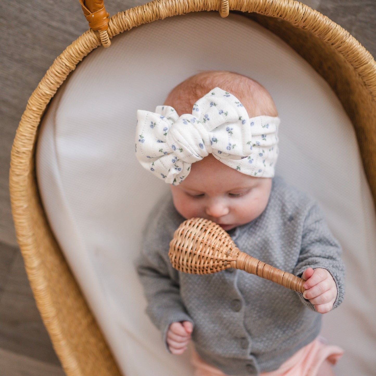 Dainty Blue Floral Pointelle Baby Headband