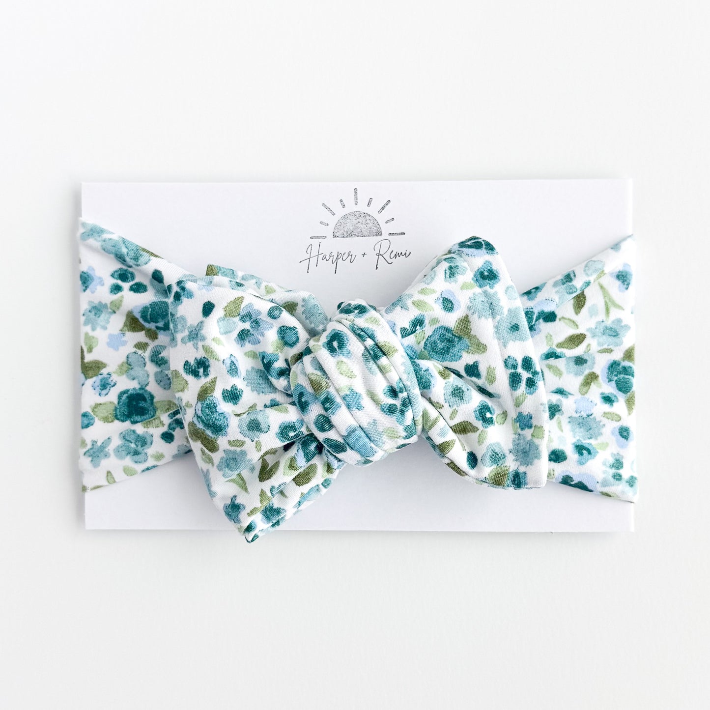 Blue Watercolor Floral Brushed Headband