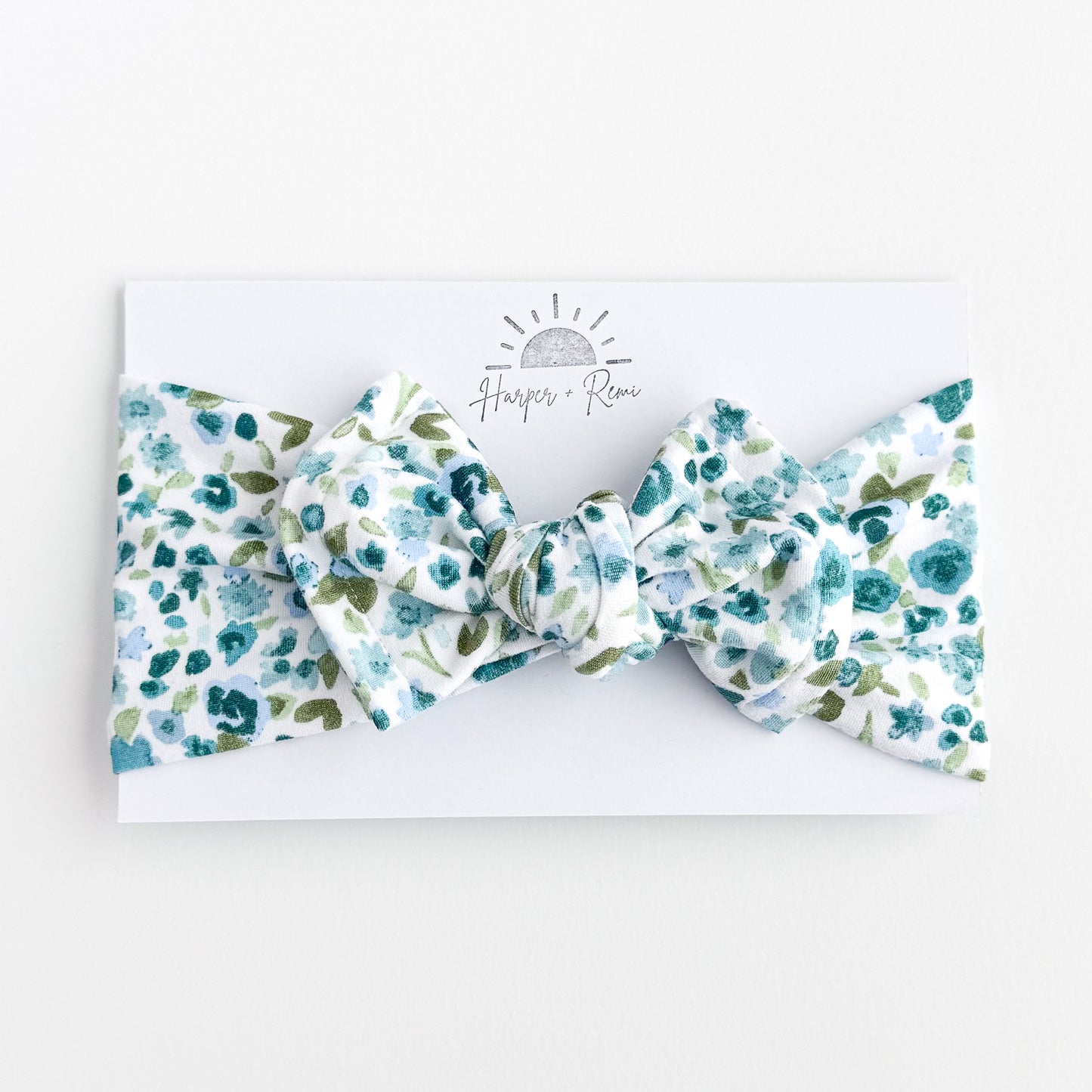 Blue Watercolor Floral Brushed Headband