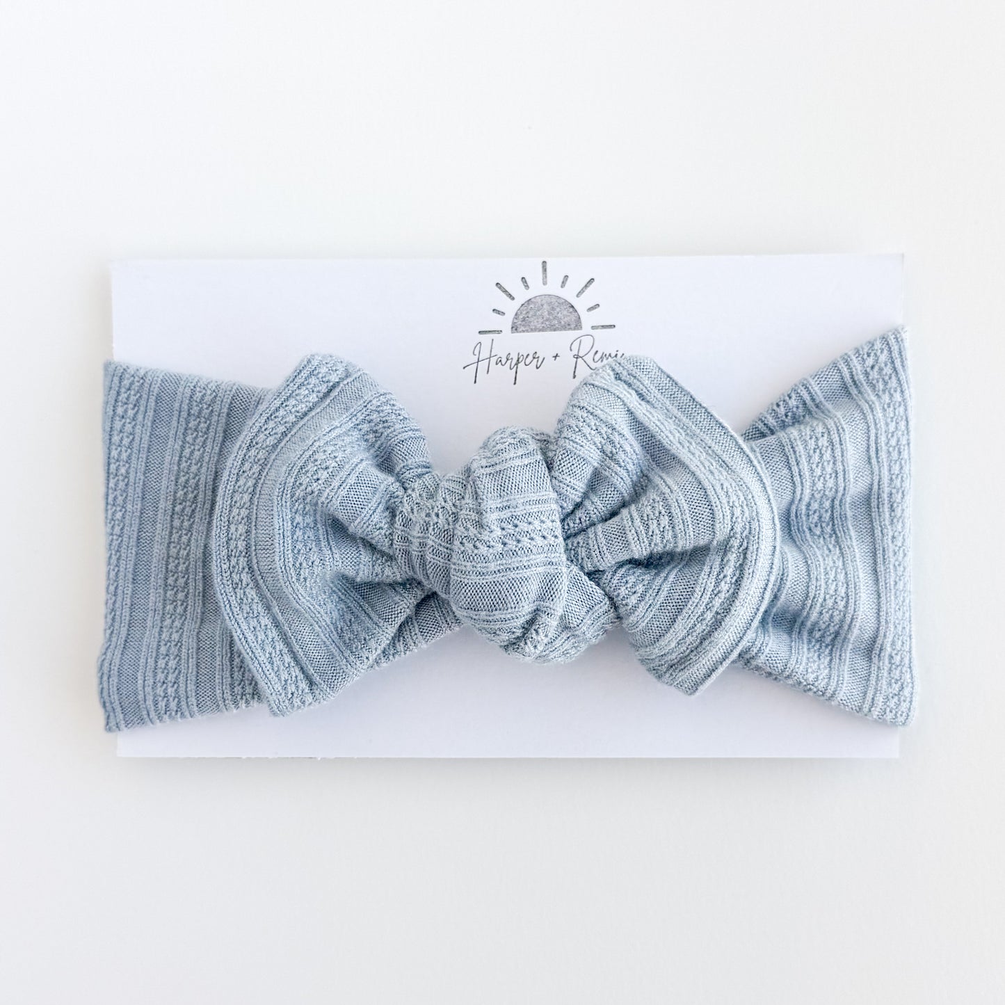 Blue Pointelle Chunky Sweater Baby Top Knot