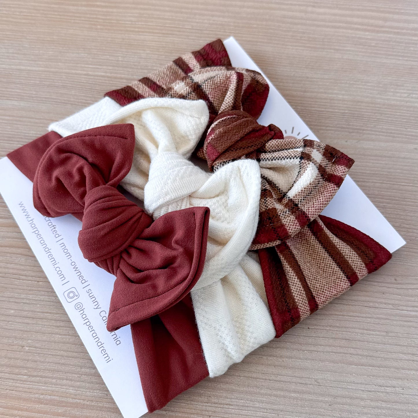 Brown & Pumpkin Spice Plaid | Fall Baby Bow Bundle