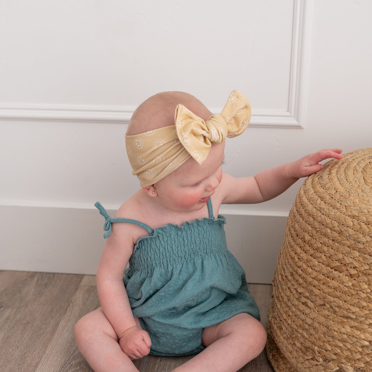 Tan Smilies + Light Pink Heather Jersey | Baby Bow Bundle
