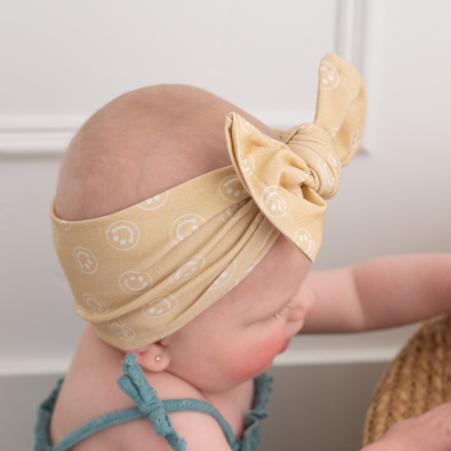 Tan Smilies + Light Pink Heather Jersey | Baby Bow Bundle