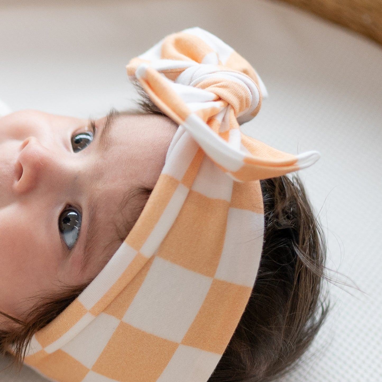 Orange Sherbert Checker Print Cotton Jersey Baby Headband