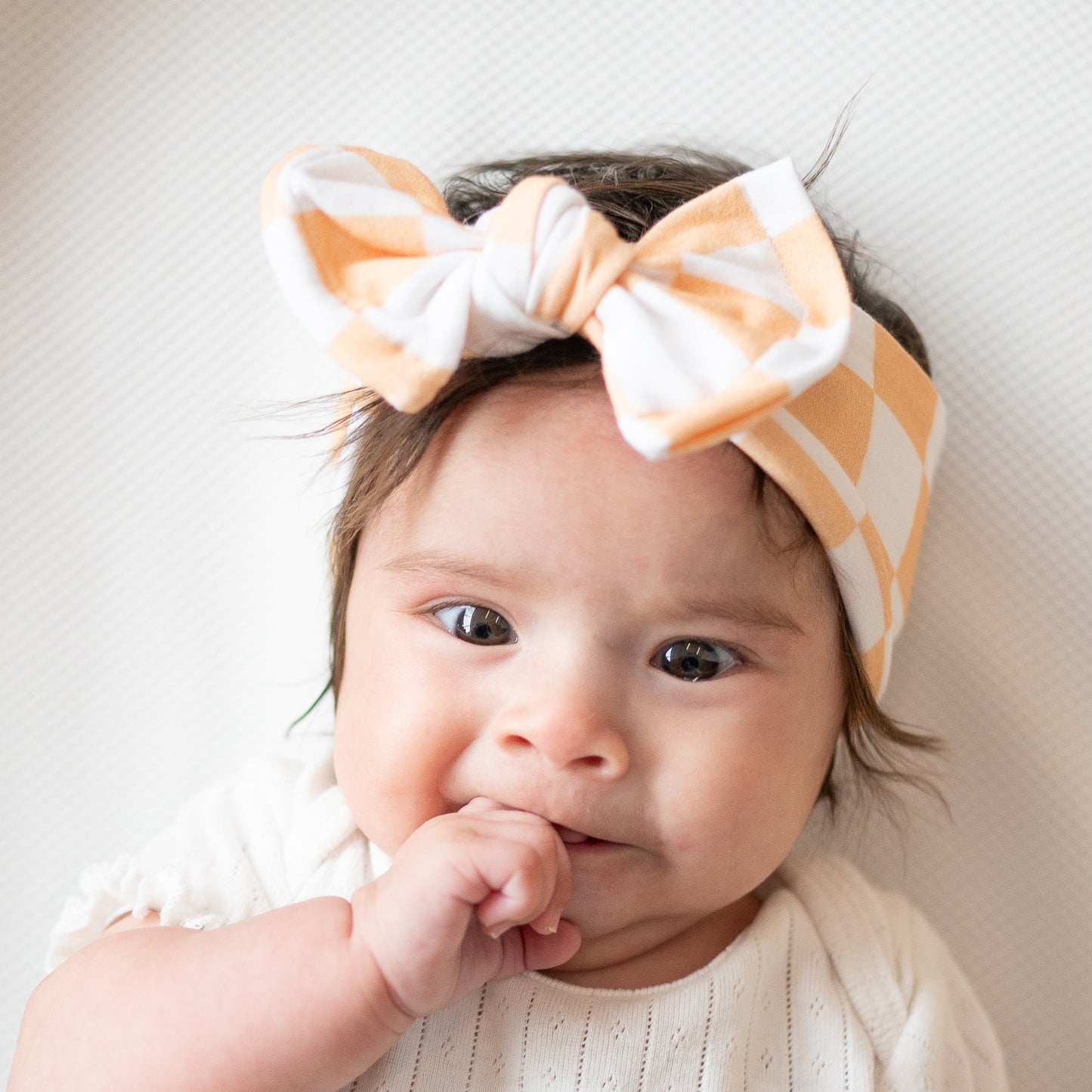 Orange Sherbert Checker Print Cotton Jersey Baby Headband