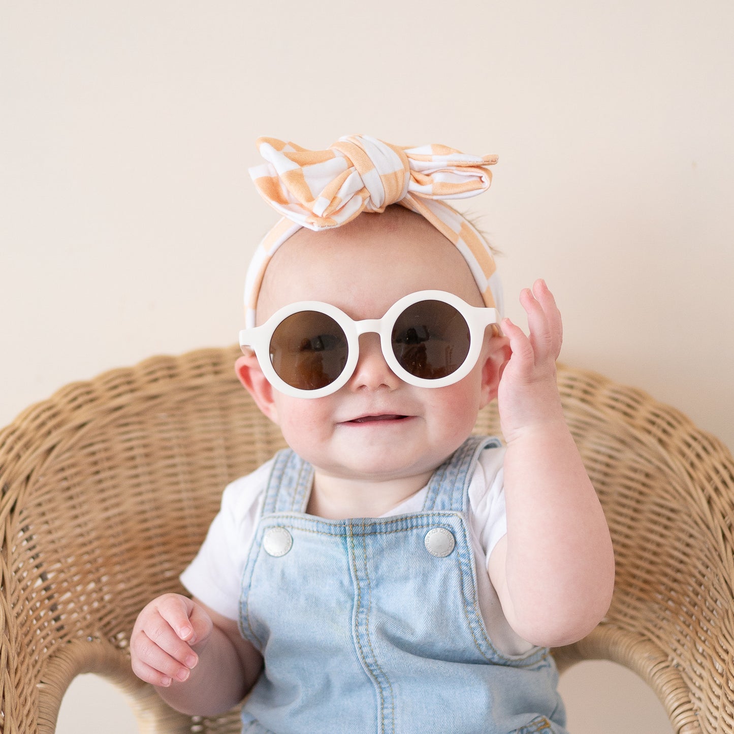 Orange Sherbert Checker Print Cotton Jersey Baby Headband