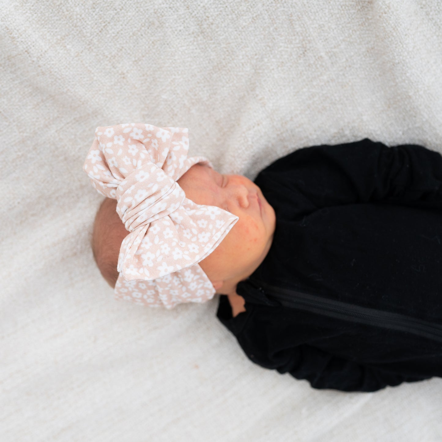 Neutral Floral + Taupe Waffle | Baby Bow Bundle