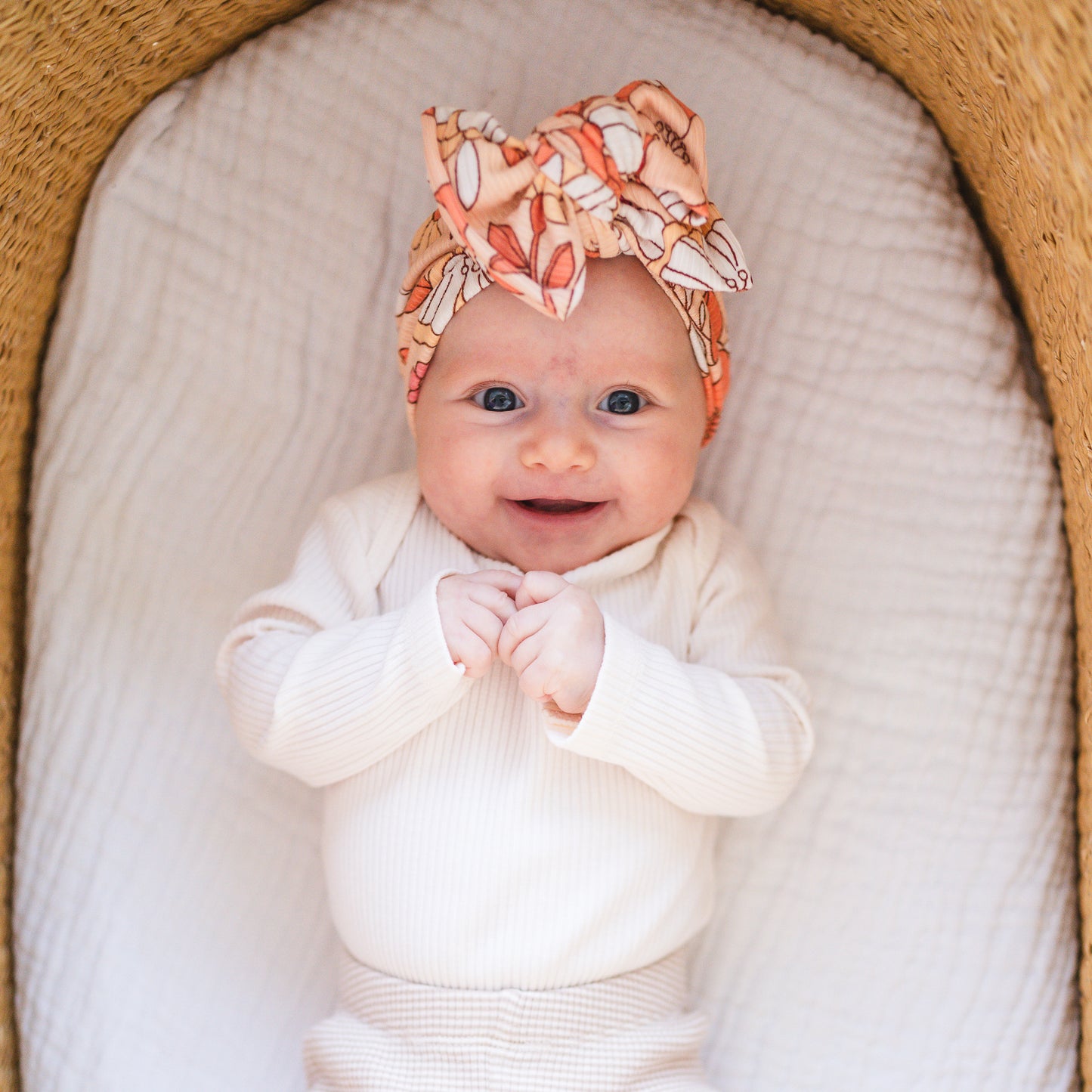 Coral Large Floral + Pointelle | Baby Bow Bundle
