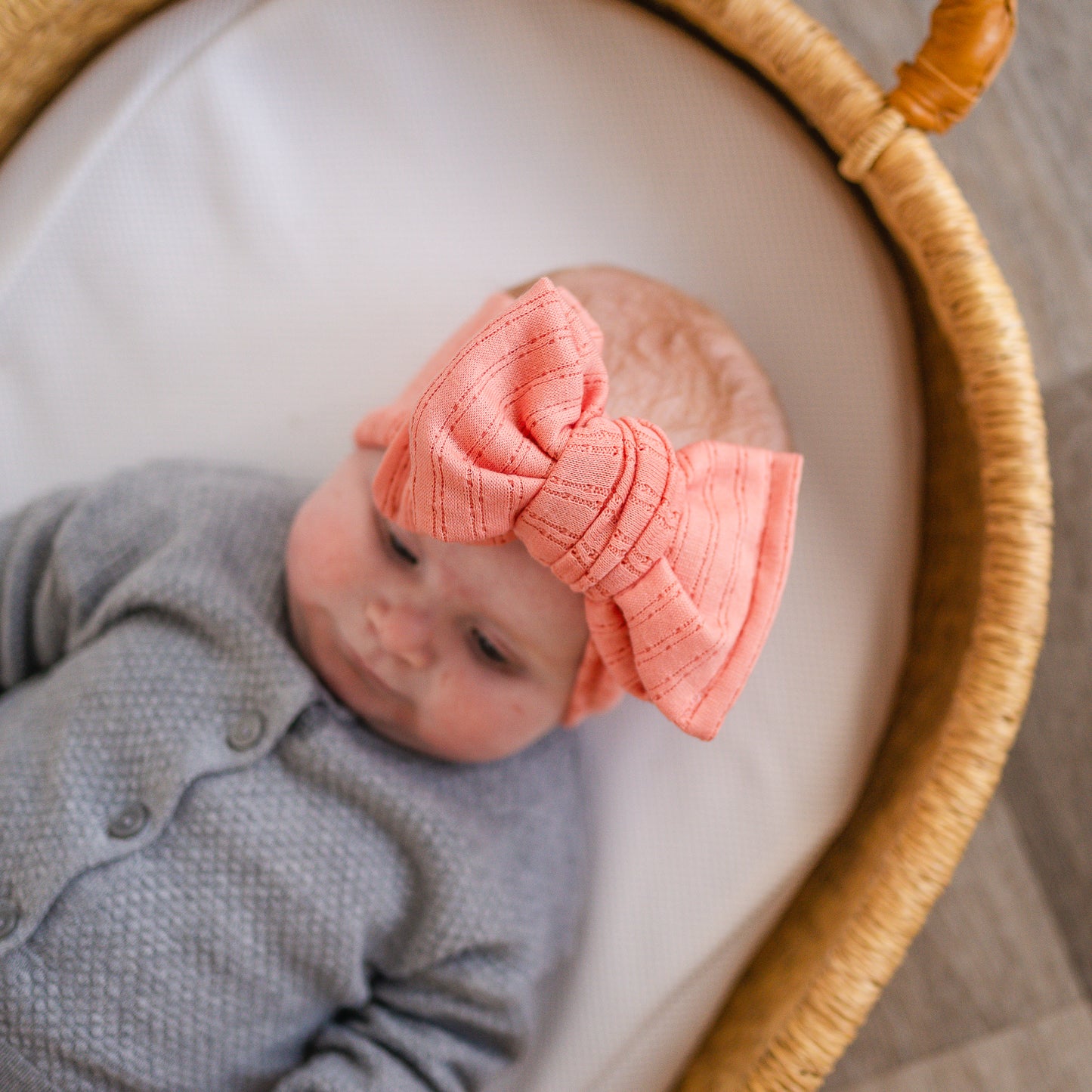 Bloom Basics (Neutral + Coral) | Pointelle Baby Bow Bundle