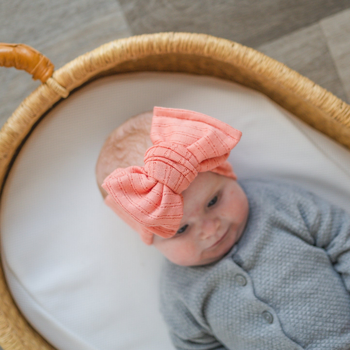 Coral Large Floral + Pointelle | Baby Bow Bundle