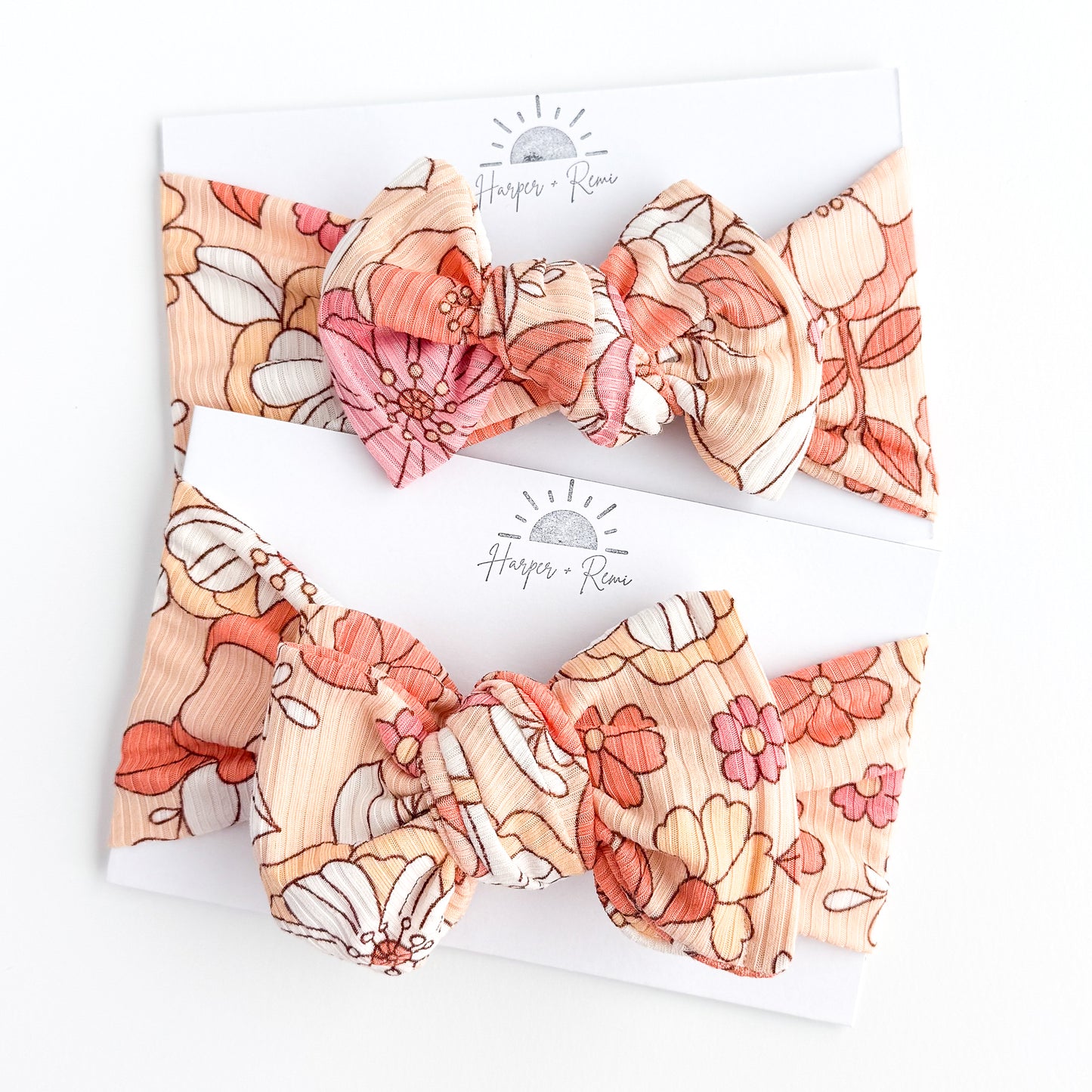Coral Large Floral Ribbed Baby Headband