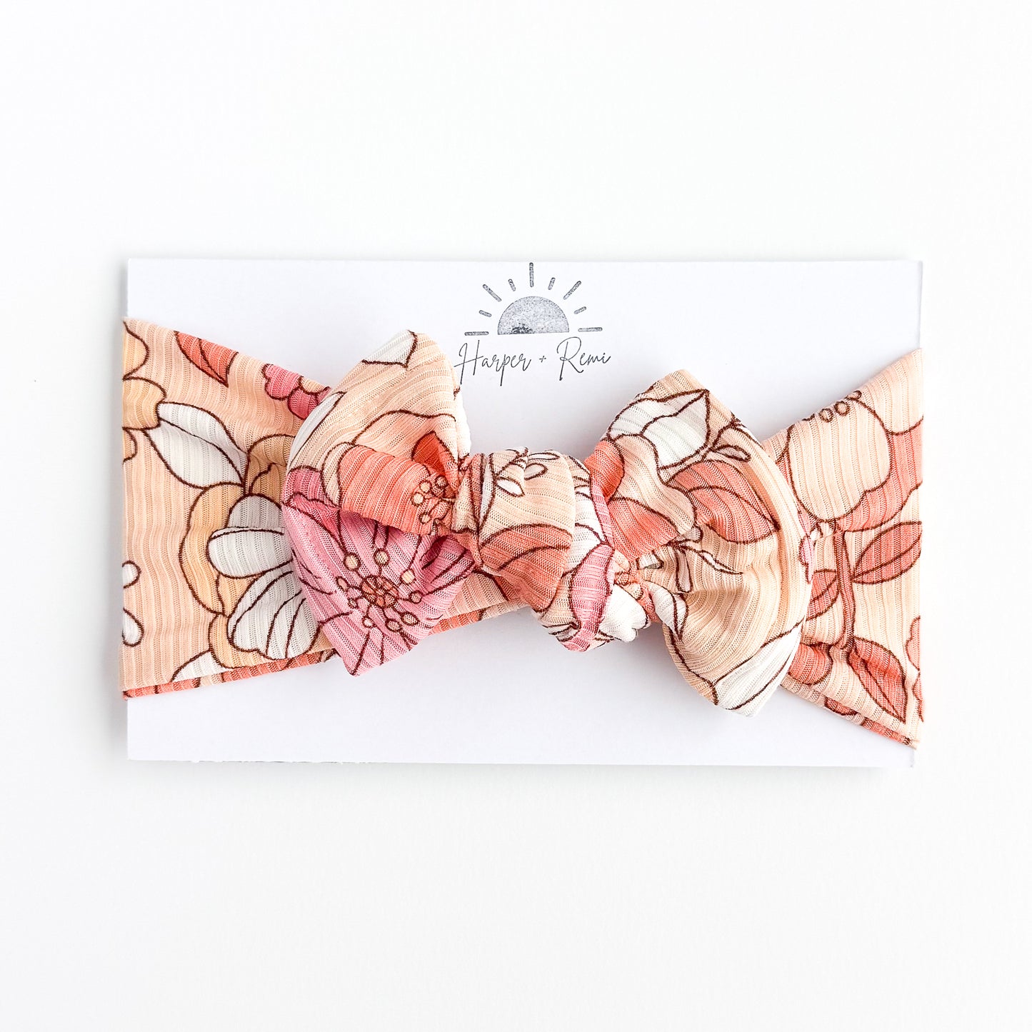 Coral Large Floral Ribbed Baby Headband