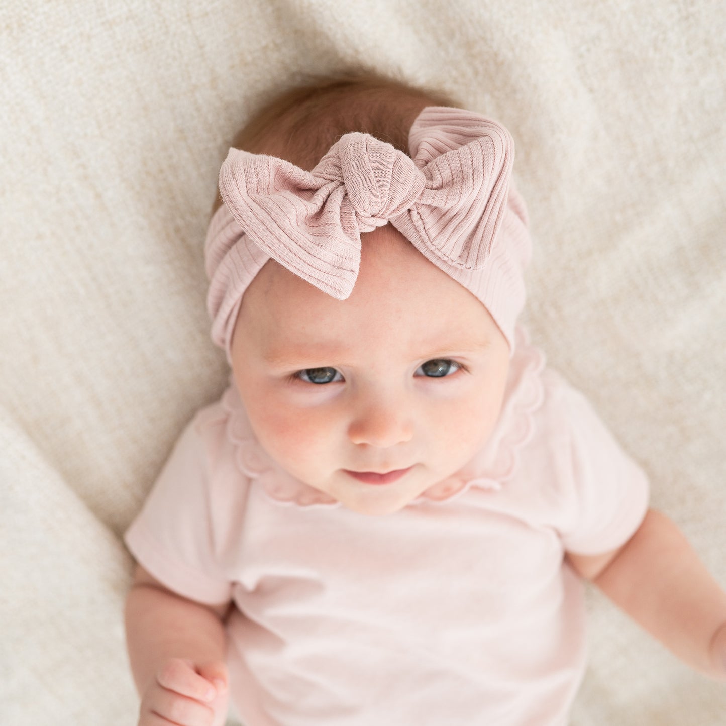 Dusty Pink Cotton Ribbed Baby Headband