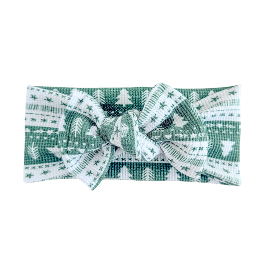 Evergreen Fair Isle Waffle Baby Headband