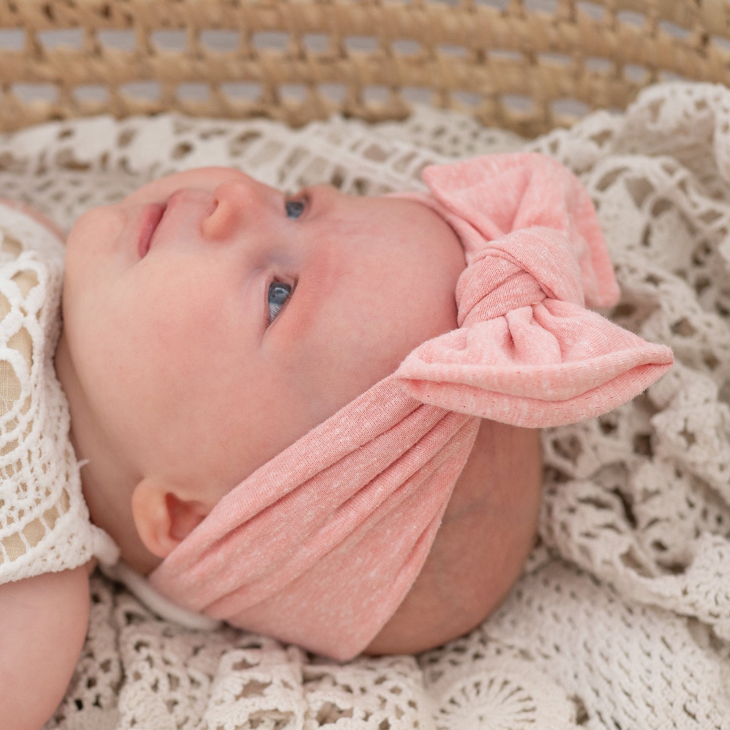 Tan Smilies + Light Pink Heather Jersey | Baby Bow Bundle