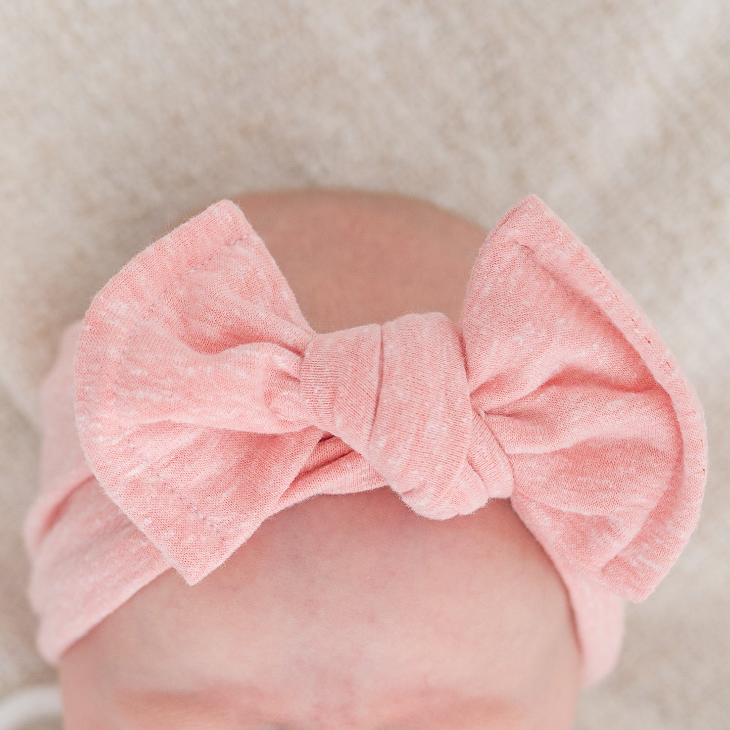 Tan Smilies + Light Pink Heather Jersey | Baby Bow Bundle
