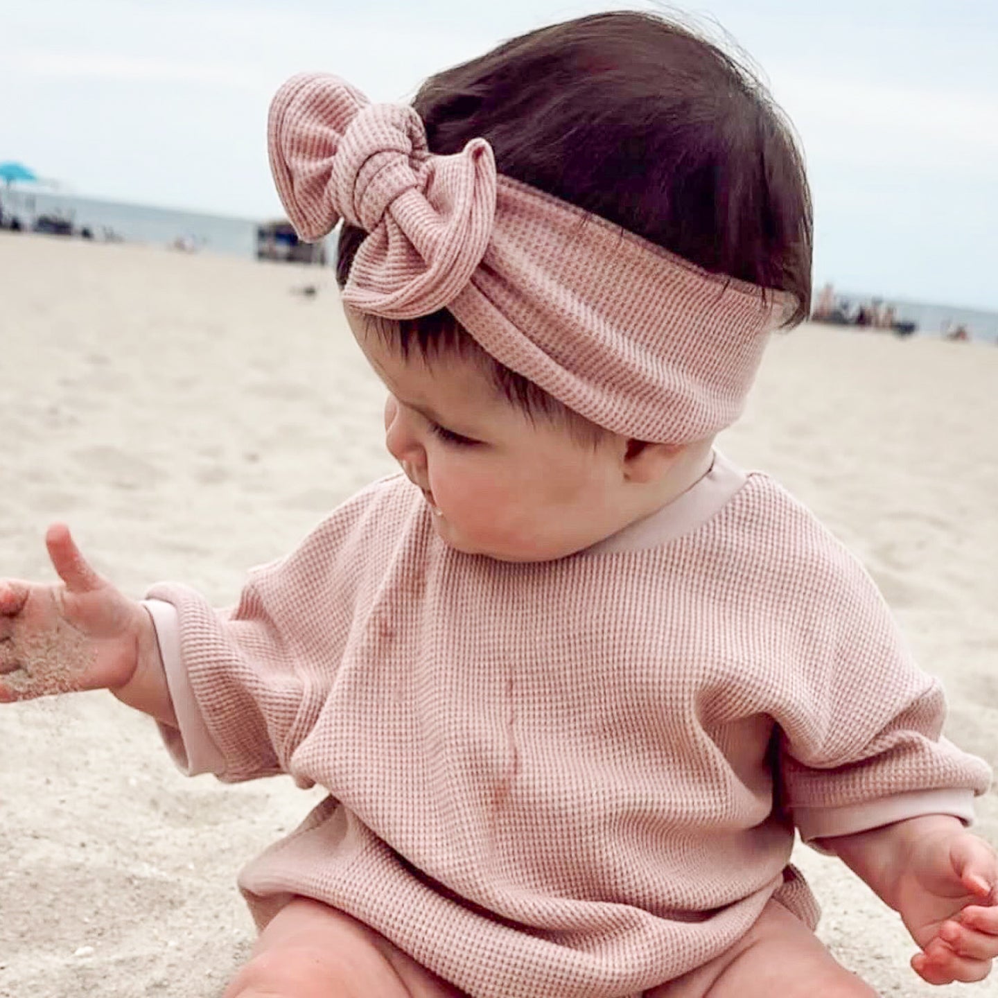 Dusty Light Pink Waffle Baby Headband