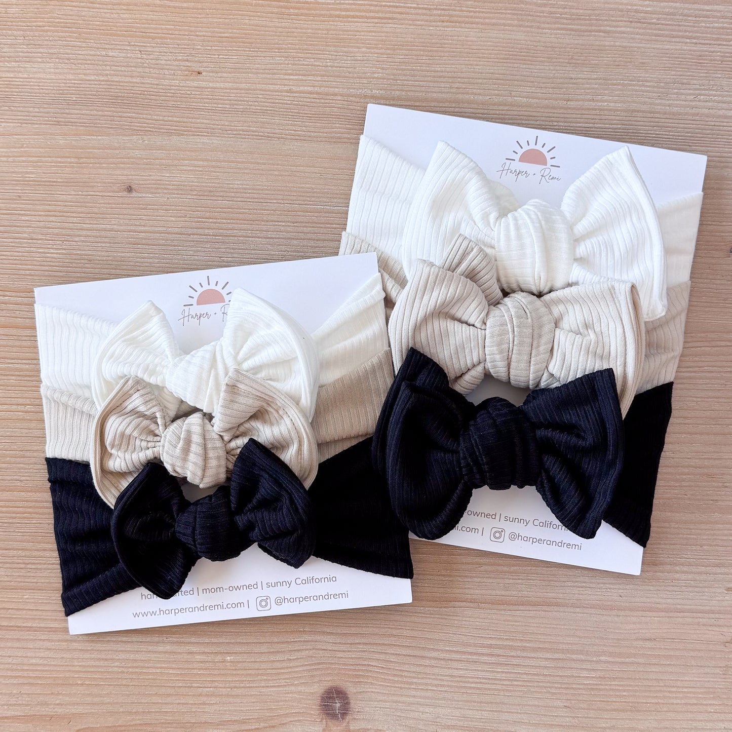 Ribbed Basics Bow Bundle | White, Sand & Black
