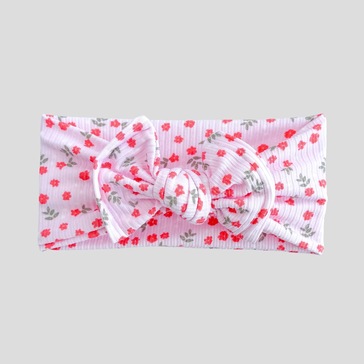 Light Pink Floral Ribbed Baby Headband