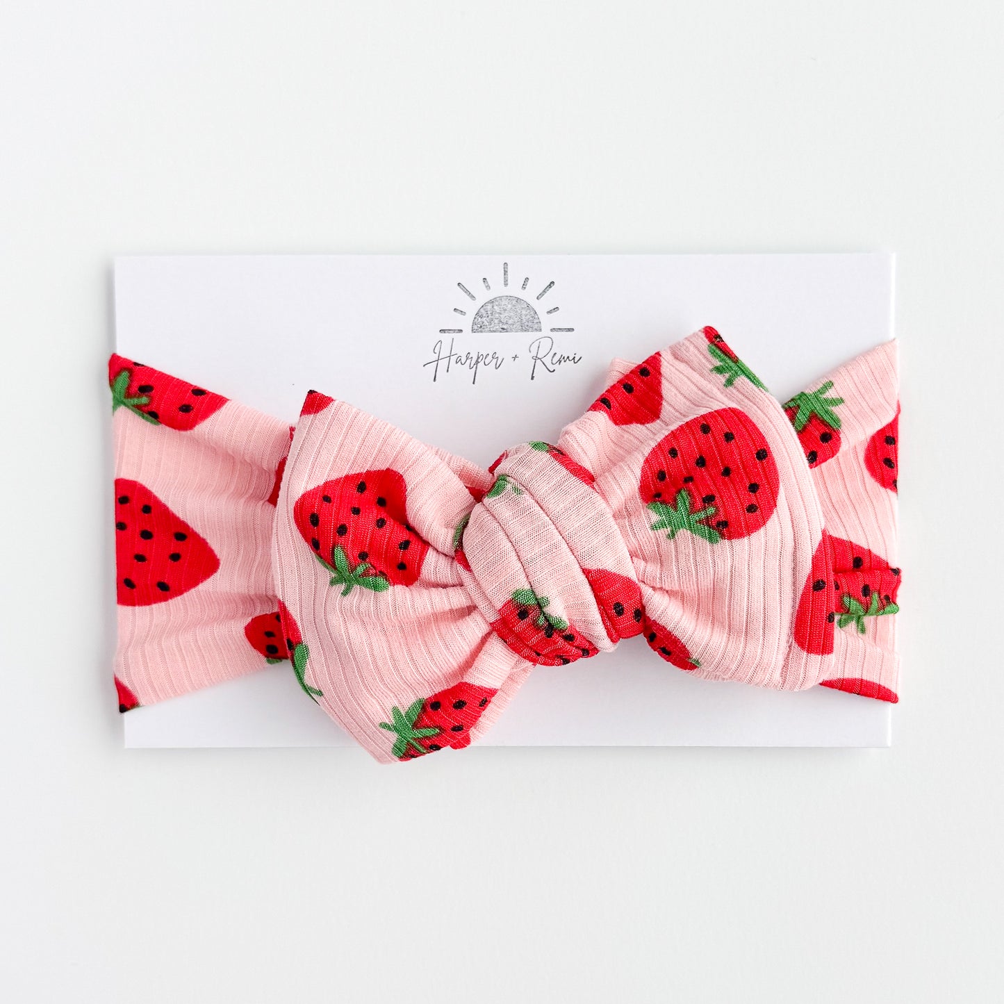 Pink Strawberries Ribbed Baby Headband