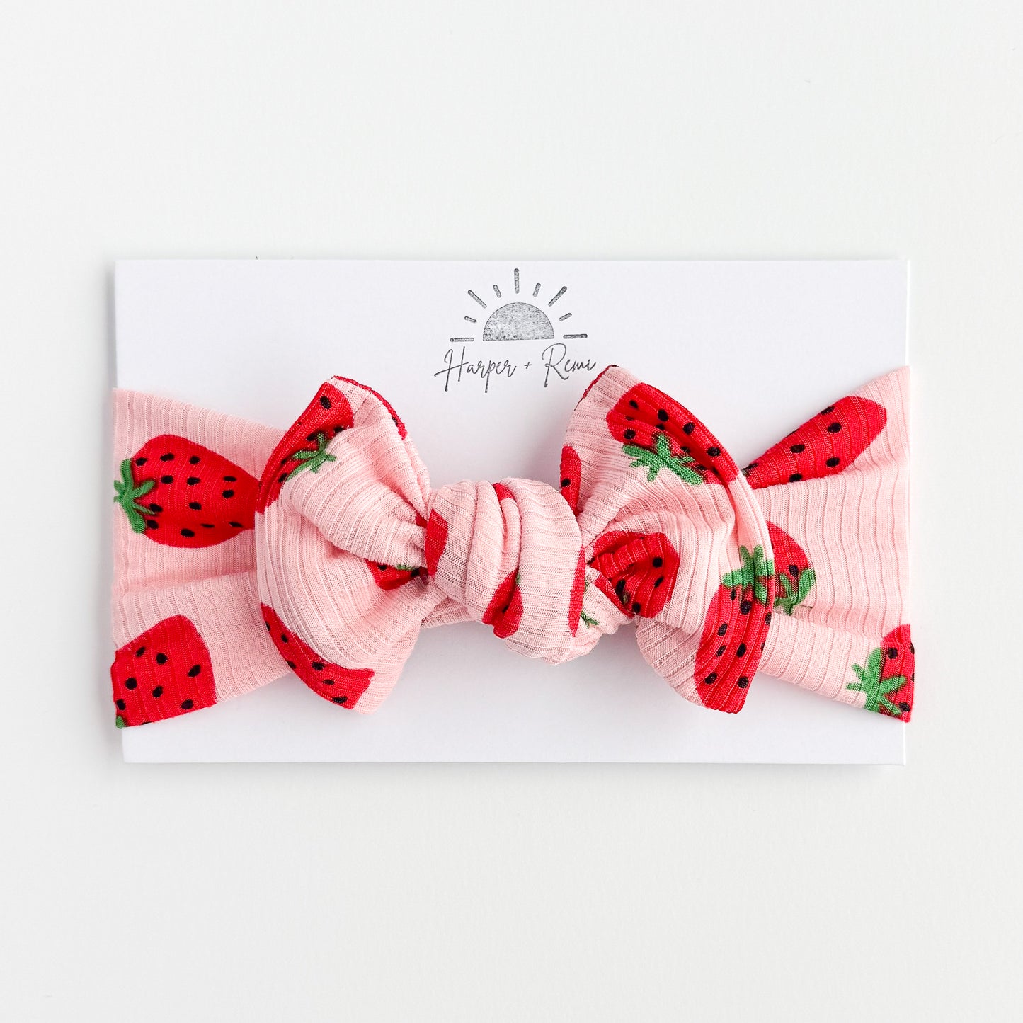 Pink Strawberries Ribbed Baby Headband