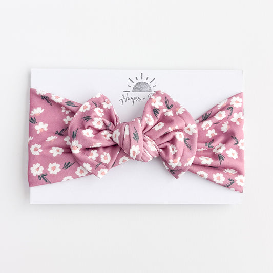 Purple Floral Jersey Baby Headband