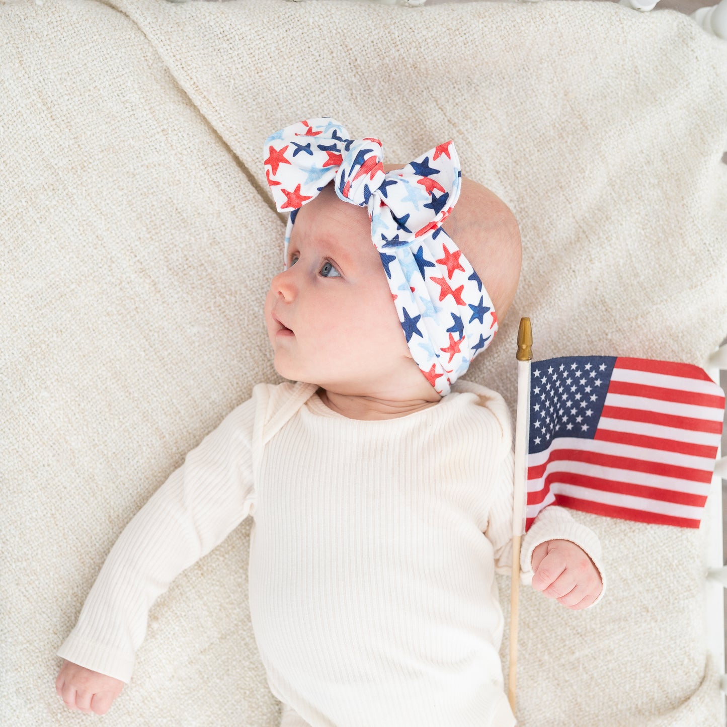 4th of July | Stars Print Cotton Jersey Baby Headband