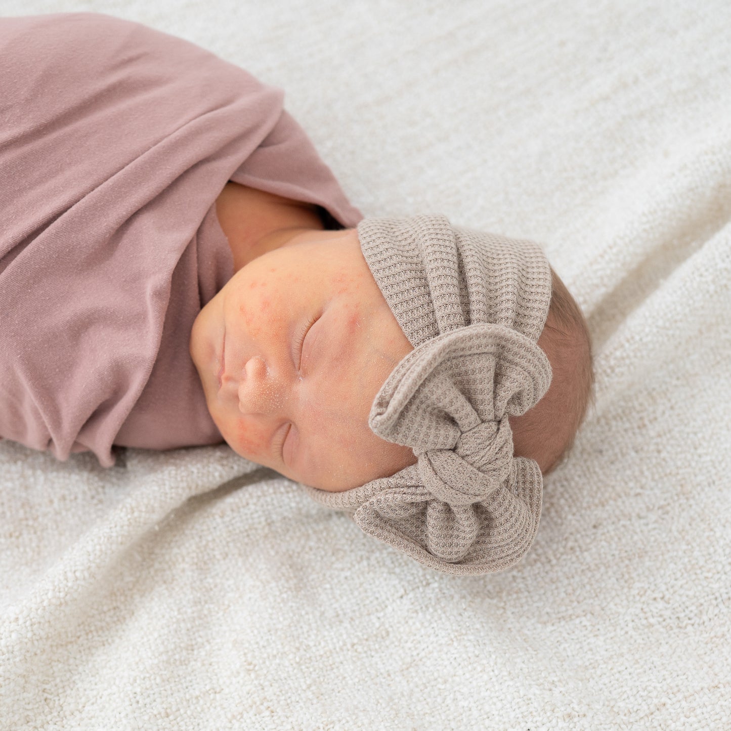 Neutral Floral + Taupe Waffle | Baby Bow Bundle