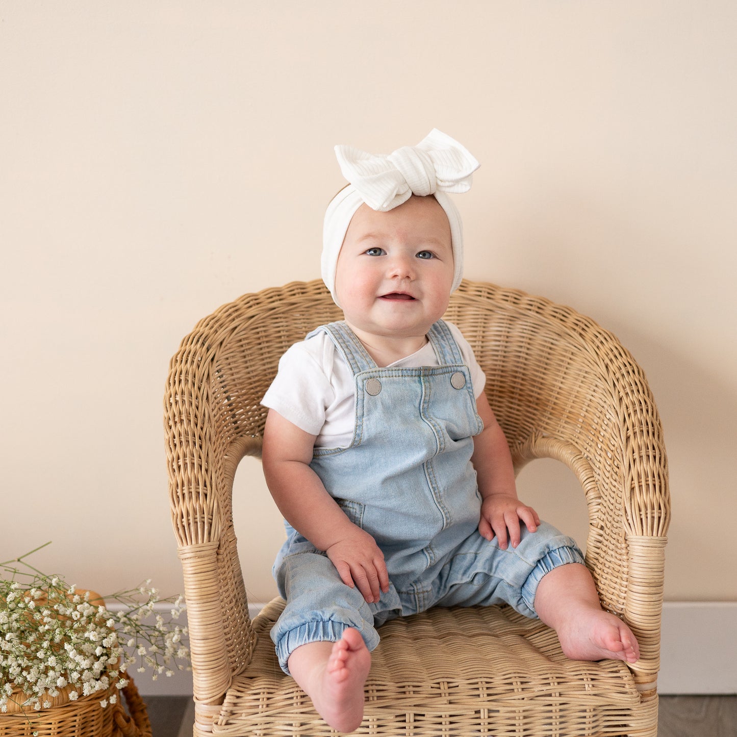White Cotton Ribbed Baby Headband