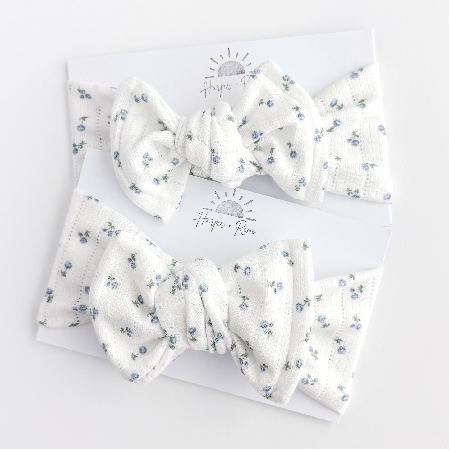 Dainty Blue Floral Pointelle Baby Headband