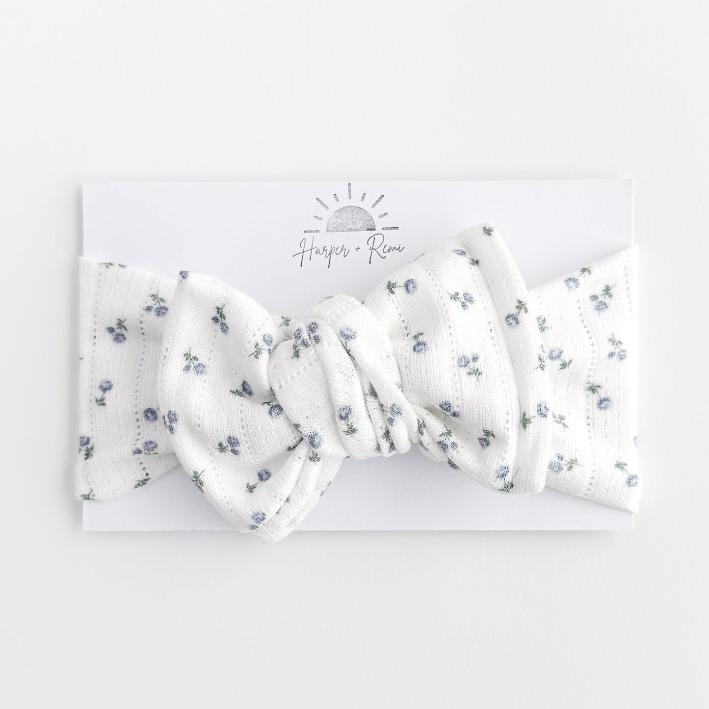 Dainty Blue Floral Pointelle Baby Headband