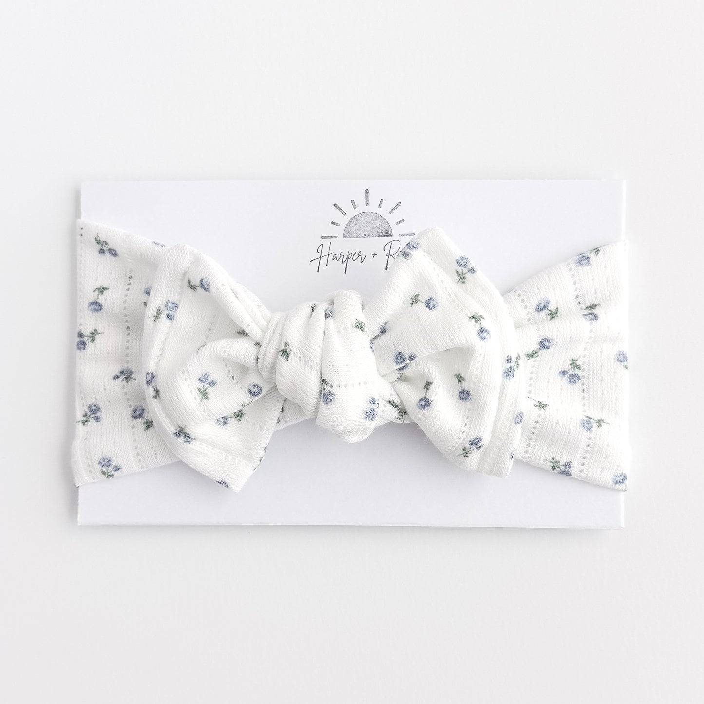 Dainty Blue Floral Pointelle Baby Headband