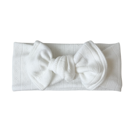 White Cotton Pointelle Baby Headband