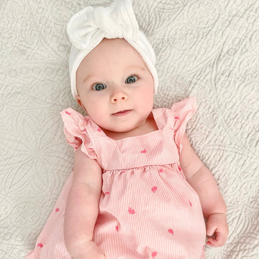 White Crepe Ribbed Baby Headband
