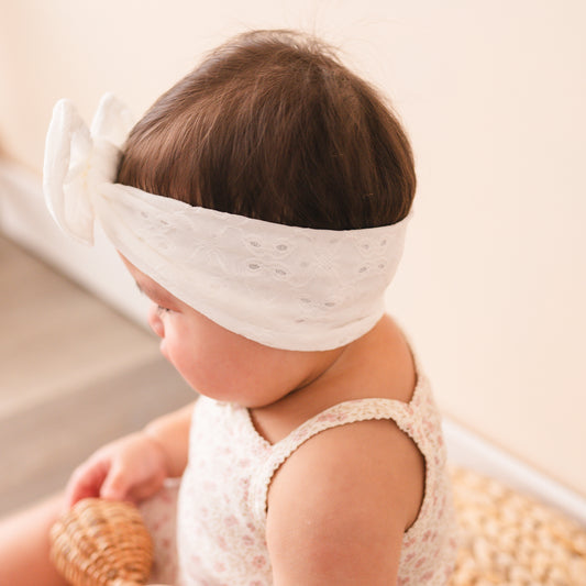 White Eyelet Baby Headband