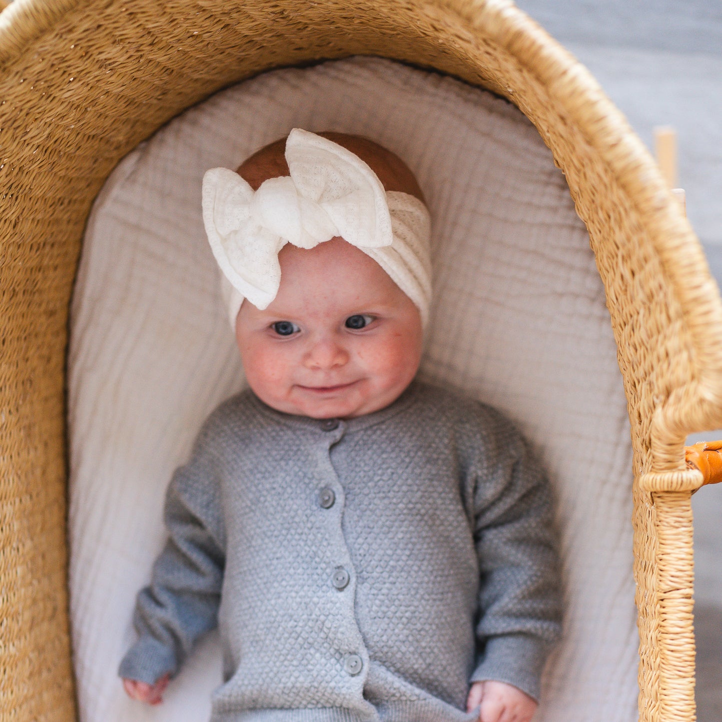 White Honeycomb Waffle Baby Headband