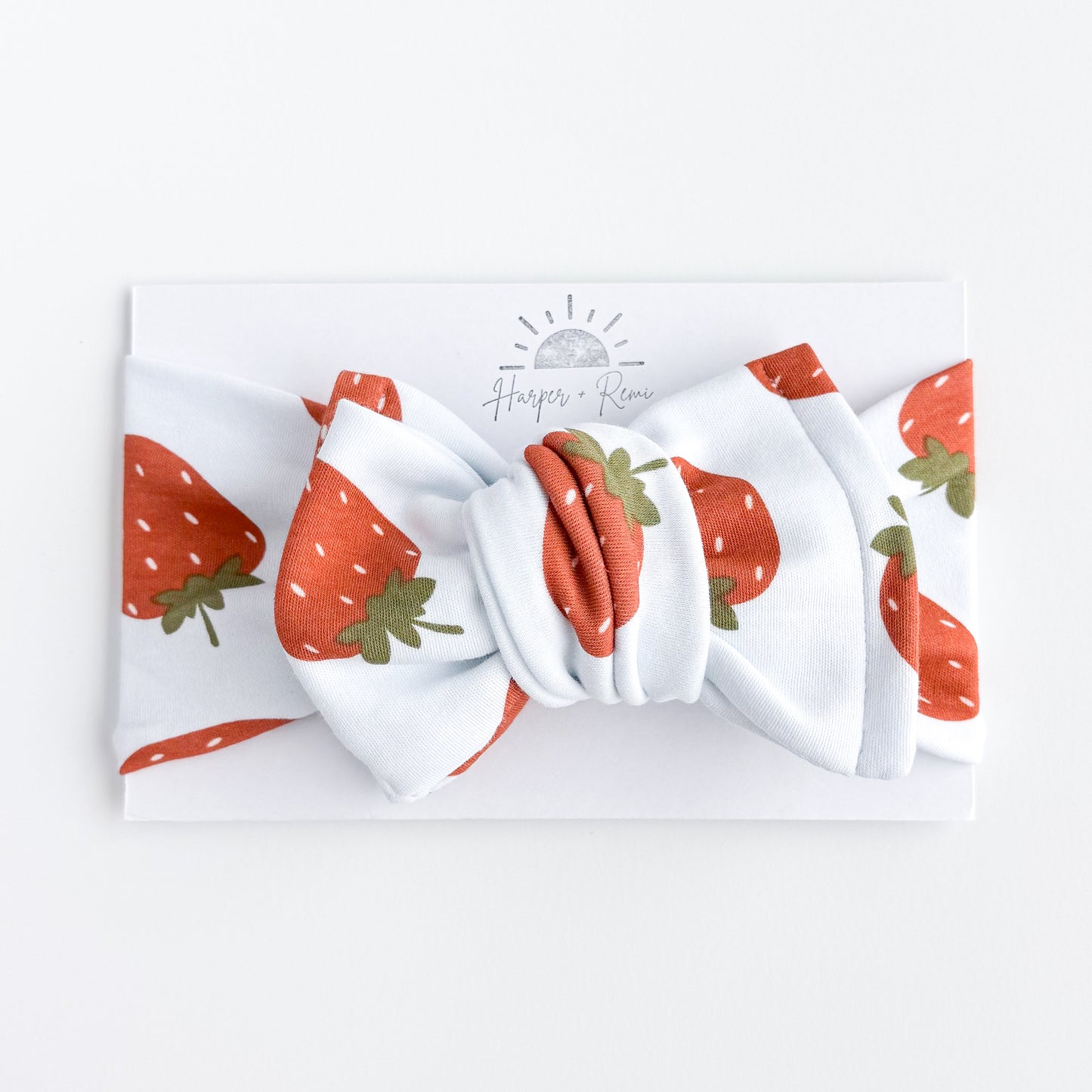 Strawberry Print Cotton Jersey Baby Headband