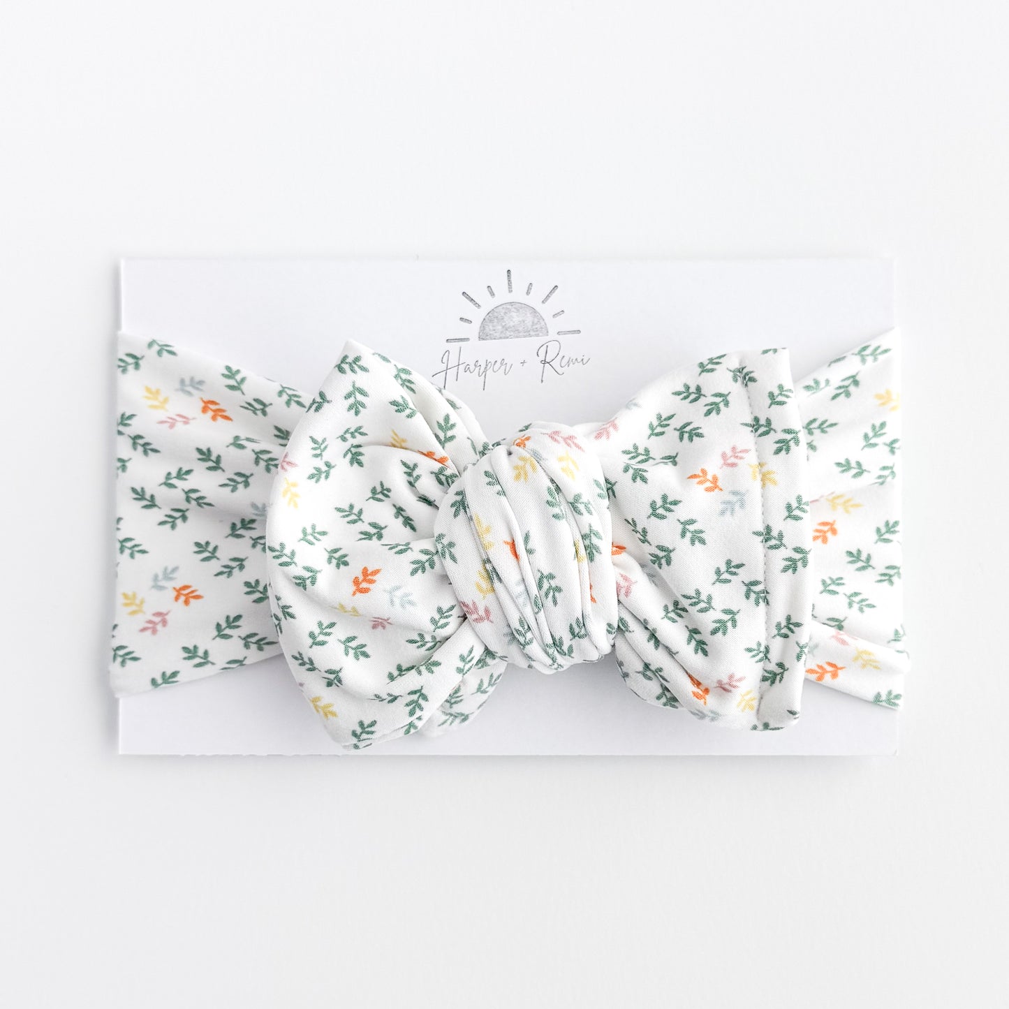 Teal Spring Leaves Brushed Baby Headband